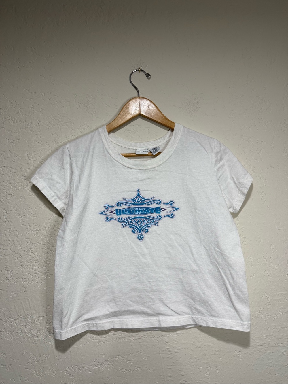 Vintage Xhilaration White "Ultimate Surfing" Graphic Baby Tee Large